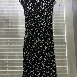 Floral Black and White Women's Dress